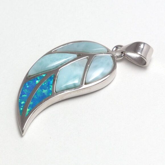 925 Sterling Silver Larimar Necklace: Shimmer and Shine with Timeless Pendant - Picture 6 of 10